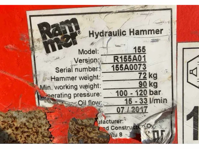 2017 rammer 155 hydraulische sloophamer - afbeelding 6 van  6