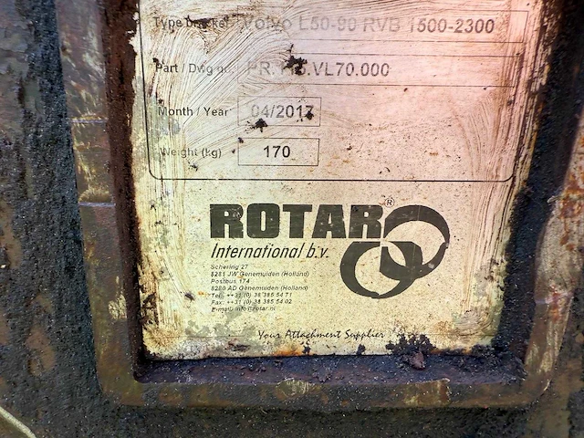 2017 rotar volvo l50-90 rvb 1500-2300 puinbak - afbeelding 8 van  8