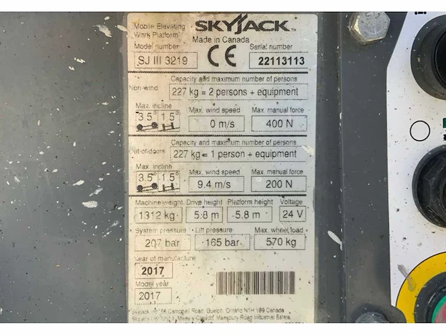 2017 skyjack sj iii 3219 hoogwerker - afbeelding 20 van  20