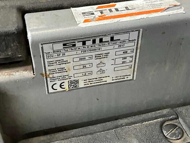 2017 still ecu-sf20 elektrische palletwagen - afbeelding 6 van  14