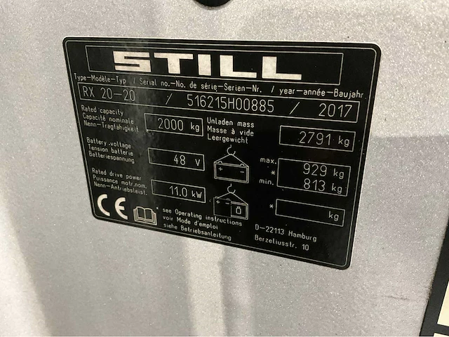 2017 still rx 20-20 2000kg lepelversteller vorkheftruck - afbeelding 16 van  16