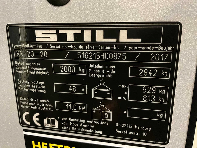 2017 still rx 20-20 2000kg vorkheftruck lepelversteller - afbeelding 14 van  21