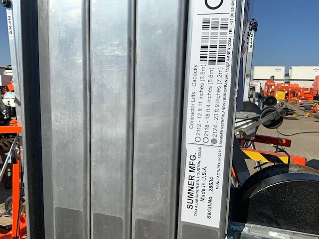 2017 sumner manufacturing 2124 materiaallift / kanaallift - afbeelding 7 van  7