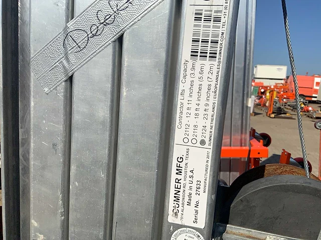 2017 sumner manufacturing 2124 materiaallift / kanaallift - afbeelding 7 van  7