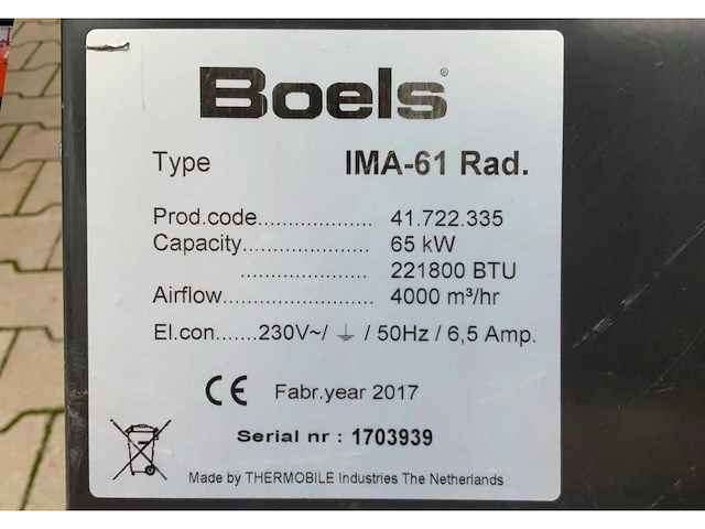 2017 thermobile ima-61 industriële heater / event heater / hetelucht turbine - afbeelding 9 van  9