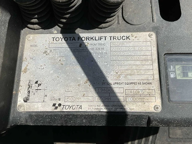 2017 toyota 02-8fdf25 vorkheftruck - afbeelding 15 van  15