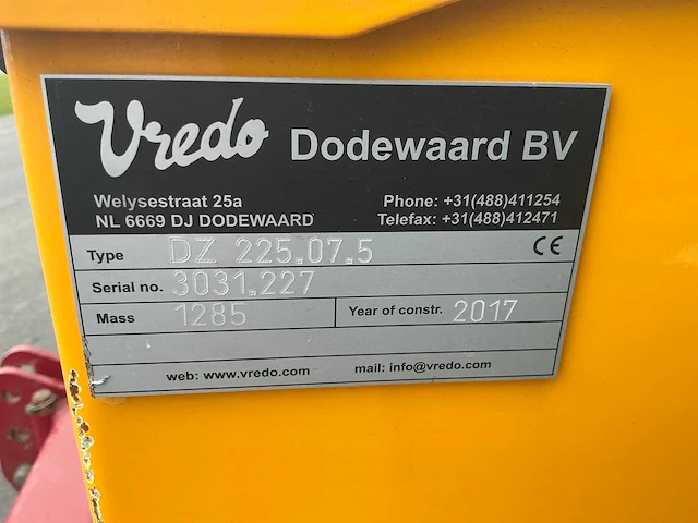 2017 vredo dz 225.07.5 doorzaaimachine - afbeelding 4 van  12