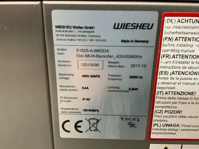2017 wiesheu - bakkerijoven/dekoven combinatie - afbeelding 2 van  13