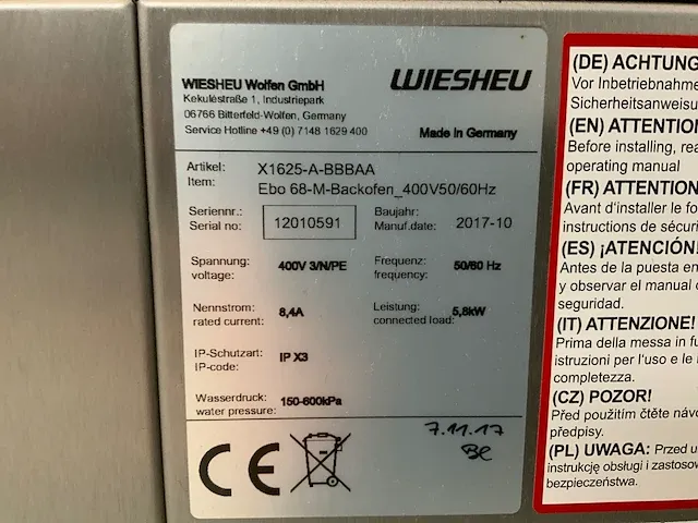 2017 wiesheu - bakkerijoven/dekoven combinatie - afbeelding 3 van  13