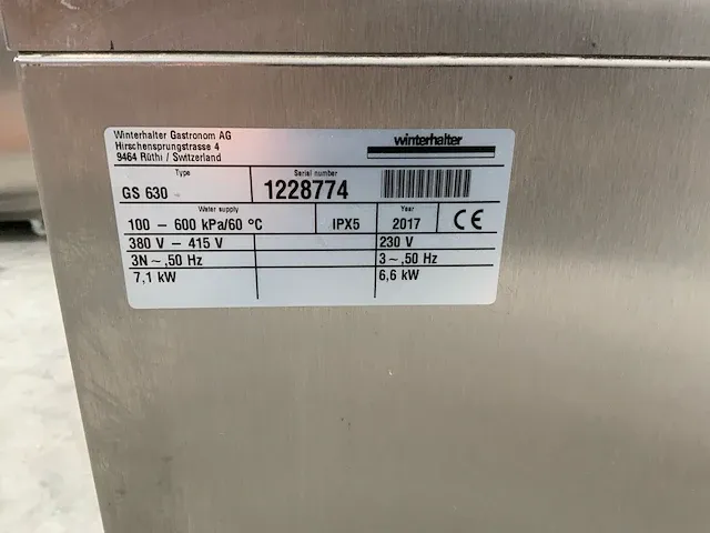 2017 winterhalter gs630 pannenwasmachine - afbeelding 7 van  8