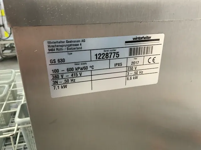 2017 winterhalter gs630 pannenwasmachine - afbeelding 8 van  9