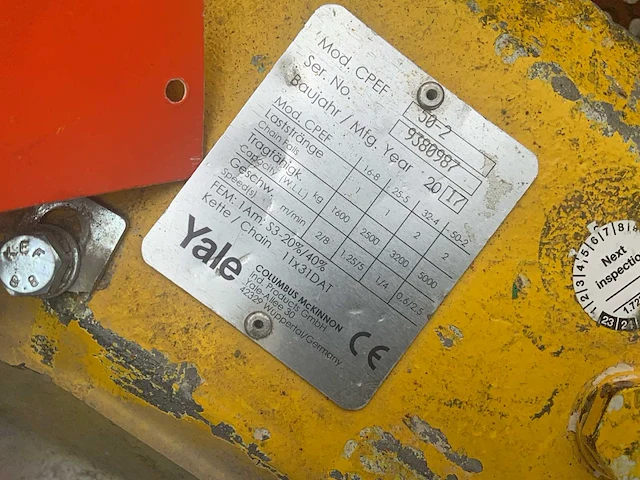 2017 yale 50-2 elektrische kettingtakel - afbeelding 6 van  6