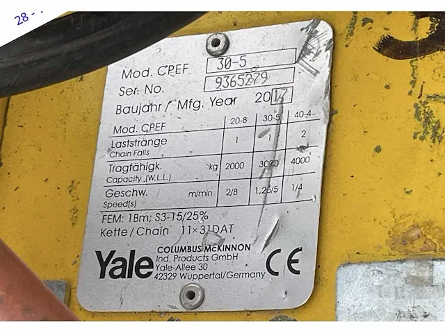 2017 yale cpef30.5 elektrische kettingtakel - afbeelding 6 van  6