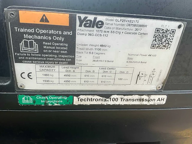 2017 yale glp25vxe vorkheftruck - afbeelding 7 van  15