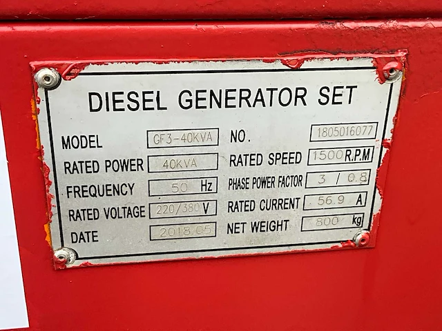 2018 a.c.synchronous gf3-40kva stroomgenerator - afbeelding 7 van  15