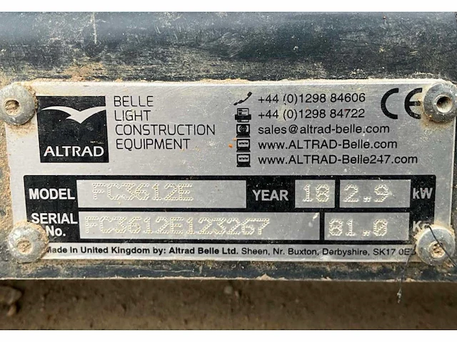 2018 altrad / belle fc3612e trilplaat - afbeelding 12 van  12