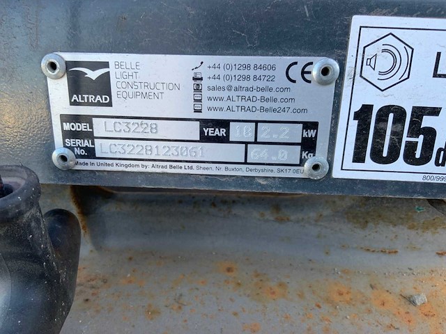 2018 altrad / belle lc3228 compacte trilplaat - afbeelding 7 van  7