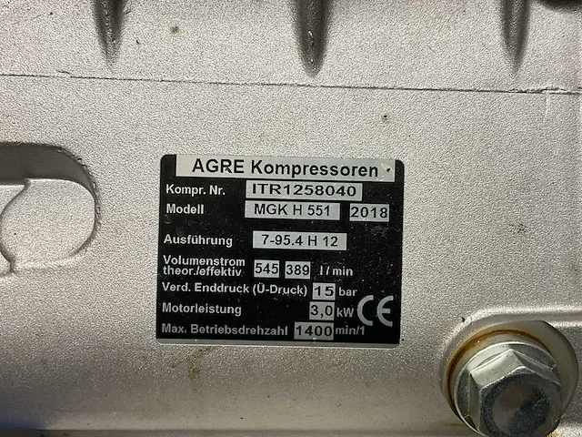 2018 alup / agre mgk h 551 zuigercompressor - afbeelding 8 van  8