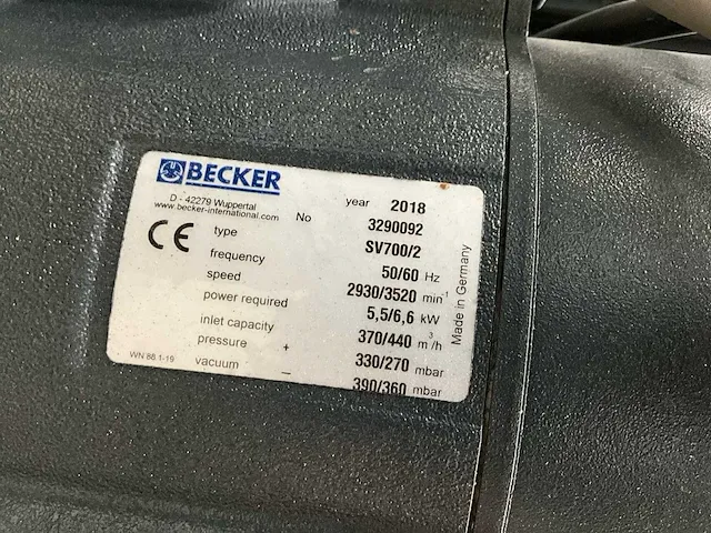 2018 becker sv 700/2 vacuümpomp - afbeelding 6 van  6