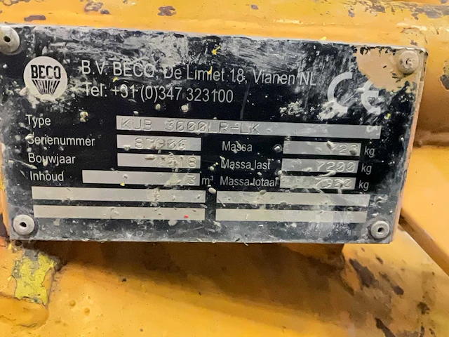 2018 beco kub3000lr-lk betonkubel - afbeelding 9 van  9