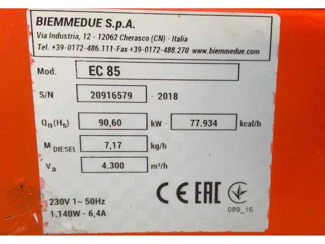 2018 biemmedue ec 85 diesel heater - afbeelding 8 van  8