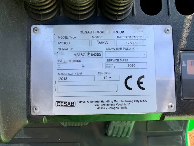 2018 cesab m318g vorkheftruck - afbeelding 14 van  23