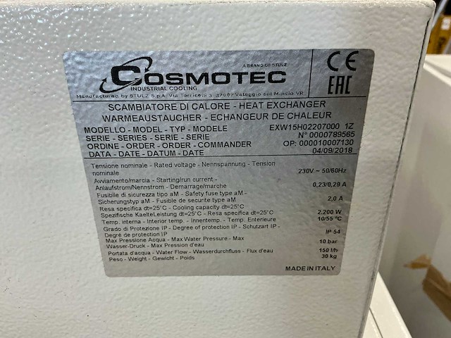 2018 cosmotec exw15h02207000 1z warmtewisselaar - afbeelding 4 van  5