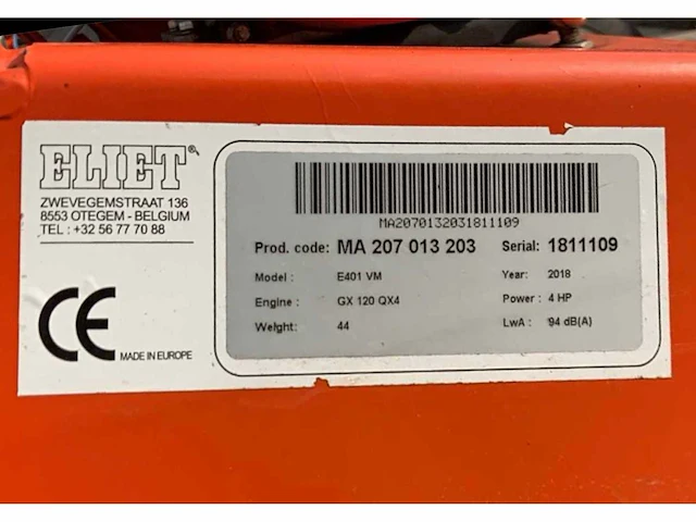 2018 eliet e401 vm verticuteermachine - afbeelding 7 van  7