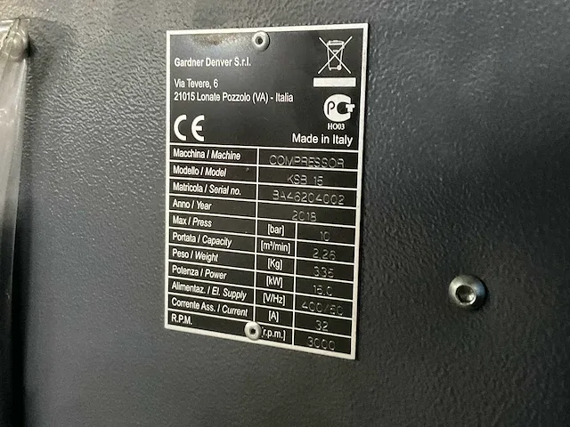 2018 gardner denver ksb 15 schroefcompressor - afbeelding 6 van  6