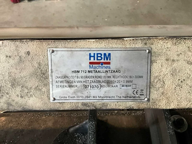 2018 hbm 712 metalen horizontale bandzaagmachine - afbeelding 10 van  11