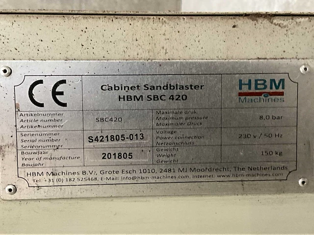 2018 hbm sbc 420 straalcabine - afbeelding 10 van  11