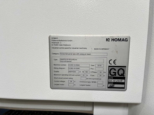 2018 homag sawteq b-300 profiline horizontale opdeelzaag - afbeelding 16 van  17