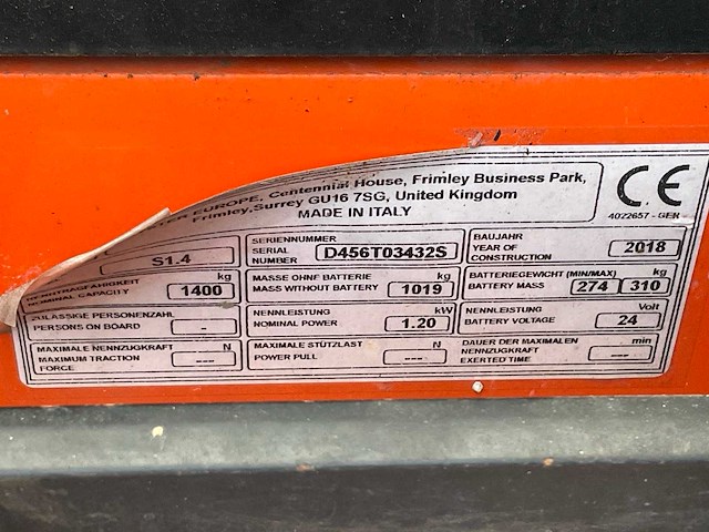 2018 hyster s1.4 elektrische stapelaar - afbeelding 13 van  20
