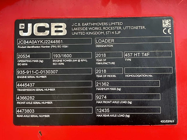 2018 jcb 457 ht t4f shovel - afbeelding 76 van  78