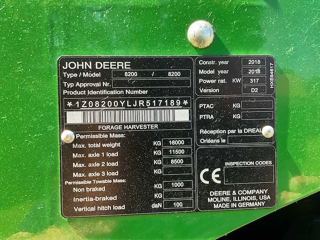 2018 john deere 8200i veldhakselaar - afbeelding 11 van  41