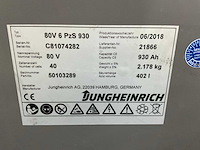 2018 jungheinrich 80v 930ah accupakket - afbeelding 3 van  4