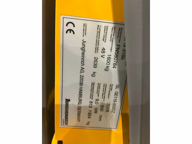 2018 jungheinrich efg 316k vorkheftruck - afbeelding 11 van  19