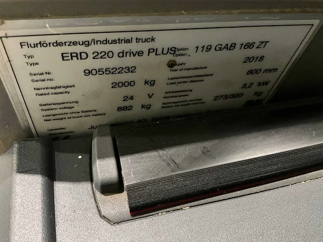 2018 jungheinrich erd 220 stapelaar - afbeelding 5 van  15
