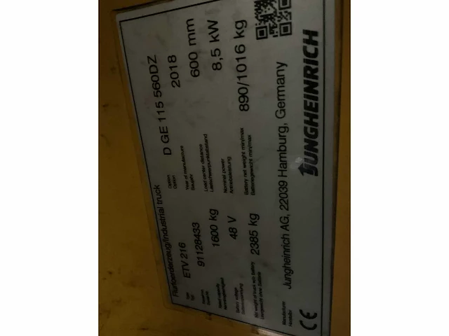 2018 jungheinrich etv 216 reach truck - afbeelding 11 van  20