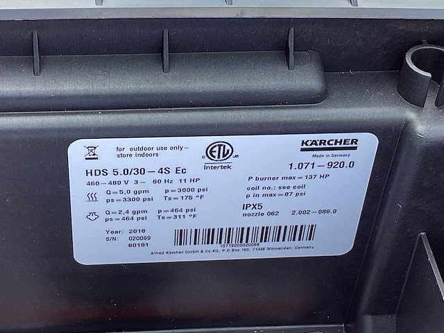 2018 kärcher hds 5.0/30x4s hogedrukreiniger - afbeelding 4 van  17