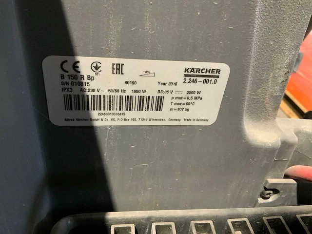 2018 kärcher professional b150r bp zelfrijdende schrobzuigmachine - afbeelding 7 van  15