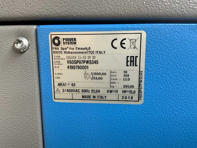 2018 kelvin power system 11-10 df dv schroefcompressor - afbeelding 6 van  7
