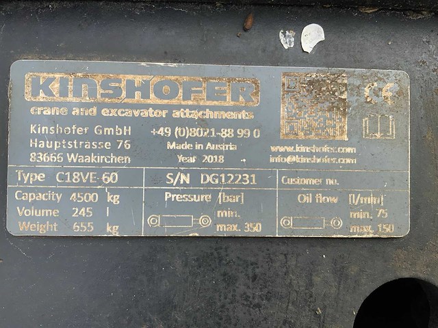 2018 kinshofer c18ve-60 schalengrijper - afbeelding 9 van  9