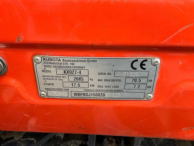 2018 kubota kx027-4 hi minigraafmachine - afbeelding 21 van  29