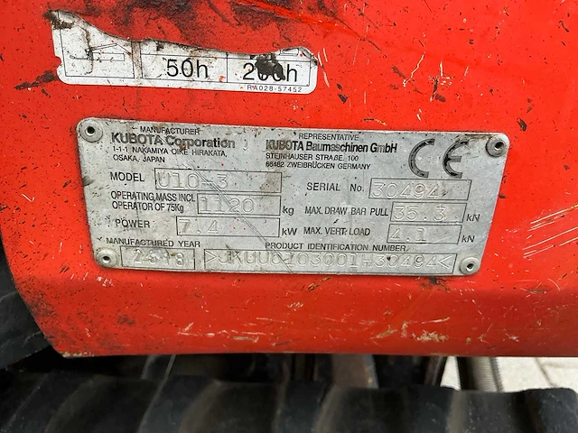 2018 kubota u10-3 minigraafmachine - afbeelding 24 van  30