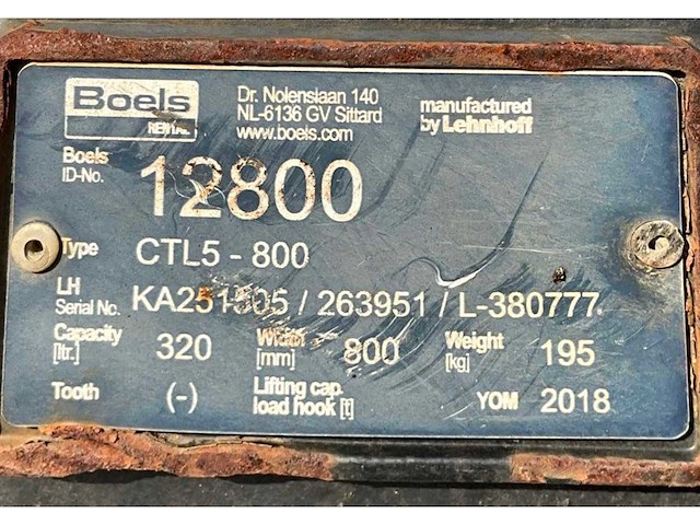 2018 lehnhoff cto5-800 dieplepelbak cw10 - afbeelding 8 van  8