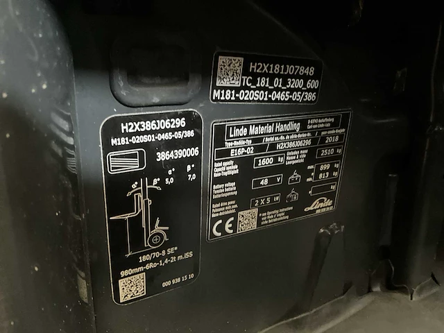 2018 linde e16 vorkheftruck - afbeelding 13 van  20