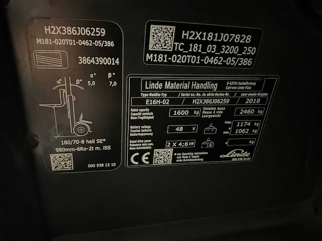 2018 linde e16c-01 vorkheftruck - afbeelding 10 van  21