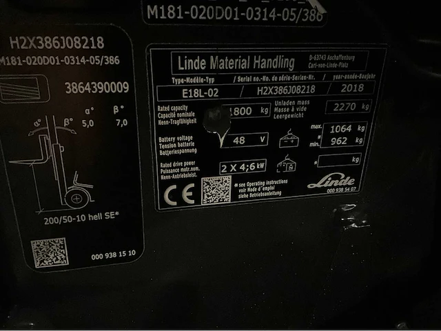 2018 linde e18l-02 1800kg bomvolle vorkheftruck - afbeelding 14 van  21