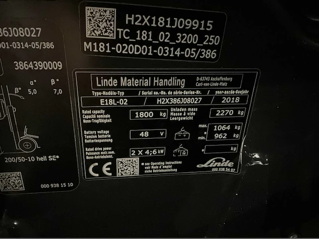 2018 linde e18l-02 1800kg bomvolle vorkheftruck - afbeelding 20 van  27